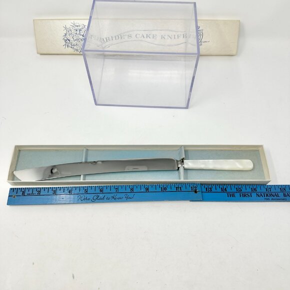Vintage Pearl Handled Bride’s Cake Knife Sheffield Kirk & Matz Cutlery In Box - Picture 7 of 10